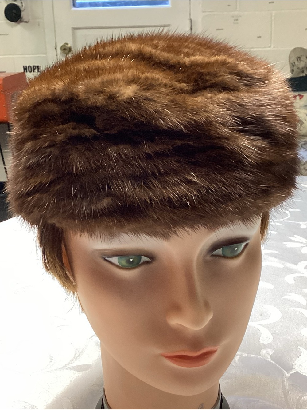 Brown Fur Pillbox Hat - Women Accessories.MINK